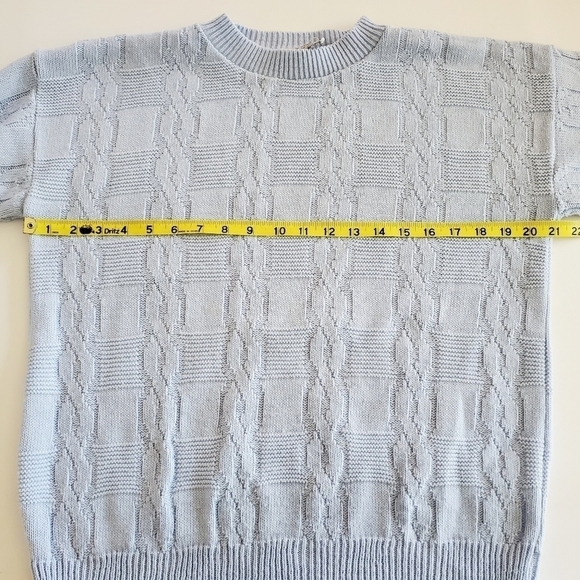 BA02 * Jane Adams Cable Knit Sweater Baby Blue Size Unknown Vintage Made in USA - Picture 5 of 7